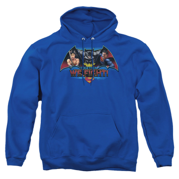 Royal pullover hoodie with Batman v Superman Together We Fight graphic