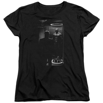 Black women's t-shirt with Batman v Superman Suit Up graphic