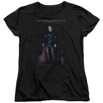 Black women's t-shirt with Batman v Superman Stand Tall graphic
