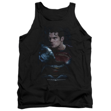 Black men's tank with Batman v Superman Super Angry graphic