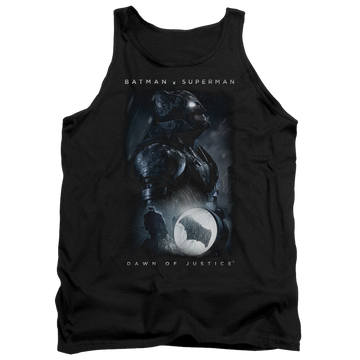 Black men's tank with Batman v Superman Signal graphic