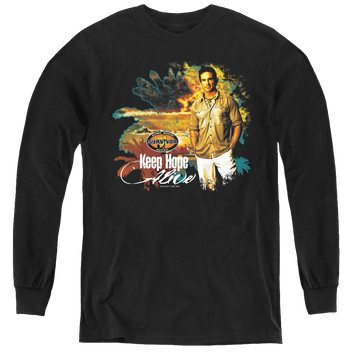 Black youth long sleeve t-shirt with Survivor Keep Hope Alive graphic