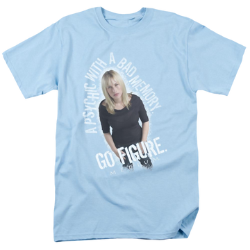 Light blue men's regular fit t-shirt with Medium Go Figure graphic