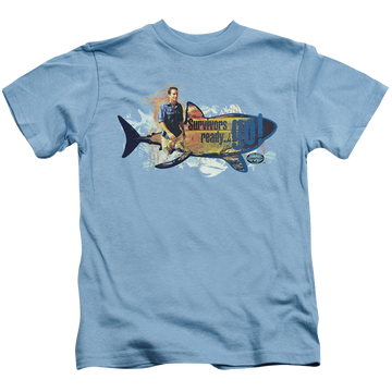 Carolina blue kid's t-shirt for ages 4 to 7 with Survivor Ready Go graphic