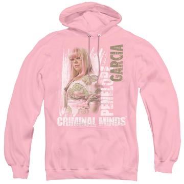 Pink pullover hoodie with Criminal Minds Penelope graphic