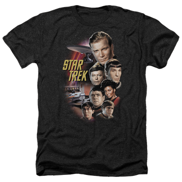 Charcoal men's heather t-shirt with Star Trek The Classic Crew graphic