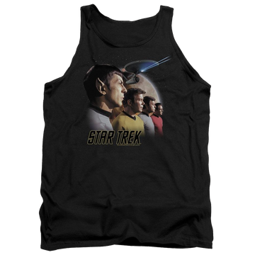 Black men's tank with Star Trek Forward To Adventure graphic