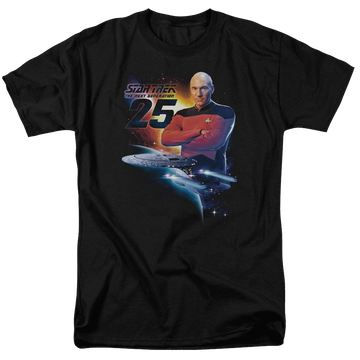 Black men's regular fit t-shirt with Star Trek Tng 25 graphic