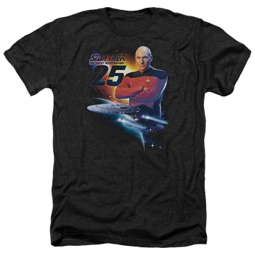Charcoal men's heather t-shirt with Star Trek Tng 25 graphic