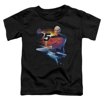 Black toddler t-shirt with Star Trek Tng 25 graphic