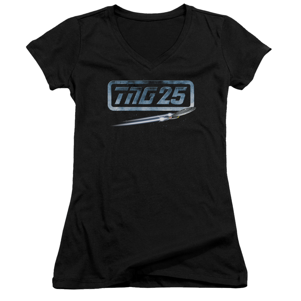 Star Trek The Next Generation Tng 25 Enterprise - Juniors V-Neck T-Shirt Juniors V-Neck T-Shirt Star Trek   