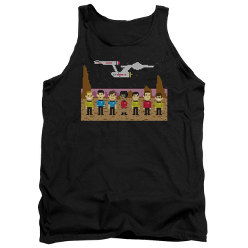 Black men's tank with Star Trek Tos Trexel Crew graphic
