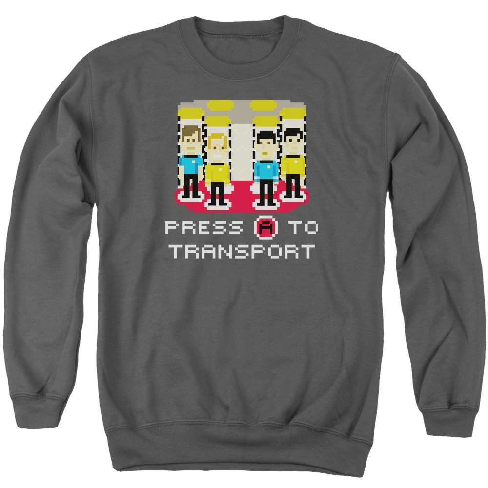 Star Trek Press A To Transport Men's Crewneck Sweatshirt Men's Crewneck Sweatshirt Star Trek   