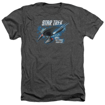 Charcoal men's heather t-shirt with Star Trek The Final Frontier graphic