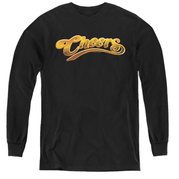 Black youth long sleeve t-shirt with Cheers Logo graphic