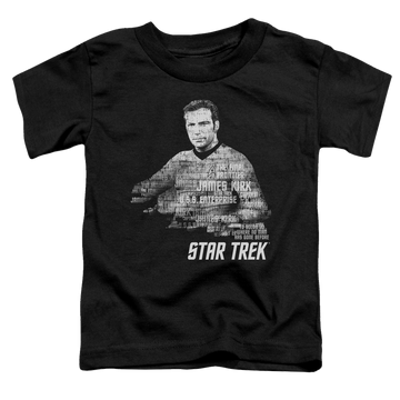 Black toddler t-shirt with Star Trek Kirk Words graphic