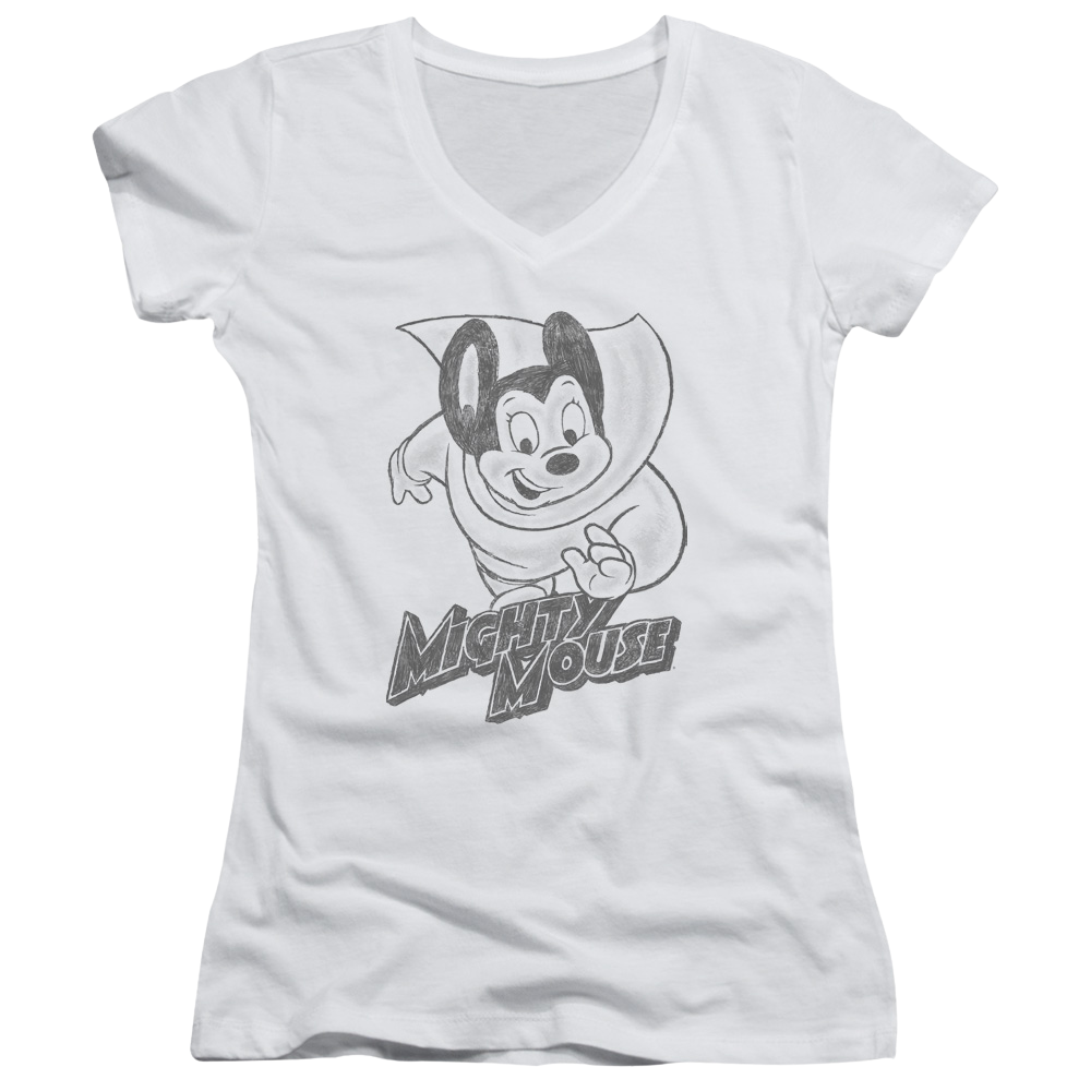 Mighty Mouse Mighty Sketch Juniors V-Neck T-Shirt Juniors V-Neck T-Shirt Mighty Mouse   