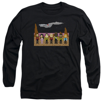 Black men's long sleeve t-shirt with Star Trek The Next Generation Tng Trexel Creq graphic