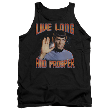 Black men's tank with Star Trek Live Long And Prosper graphic