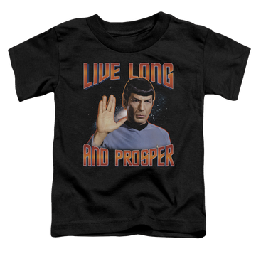 Black toddler t-shirt with Star Trek Live Long And Prosper graphic