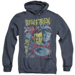 Star Trek The Original Series Classic Crew Illustrated - Heather Pullover Hoodie Heather Pullover Hoodie Star Trek   
