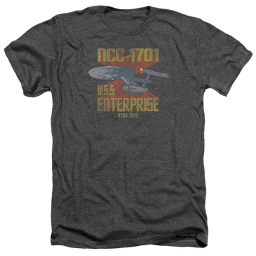 Charcoal men's heather t-shirt with Star Trek Ncc1701 graphic