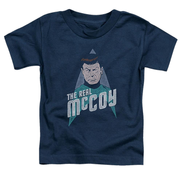 Navy toddler t-shirt with Star Trek The Real Mccoy graphic