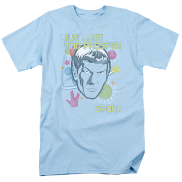Light blue men's regular fit t-shirt with Star Trek The Original Series Japansese Spock graphic