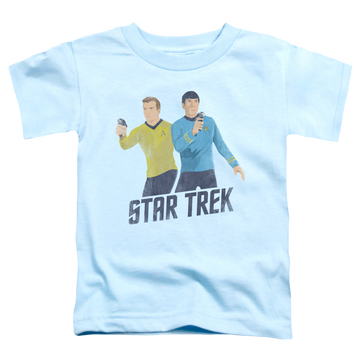 Light blue toddler t-shirt with Star Trek Phasers Ready graphic