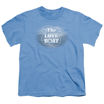 Carolina blue youth t-shirt for ages 8 to 12 with The Love Boat graphic