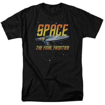 Black men's regular fit t-shirt with Star Trek Space graphic