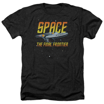 Charcoal men's heather t-shirt with Star Trek Space graphic