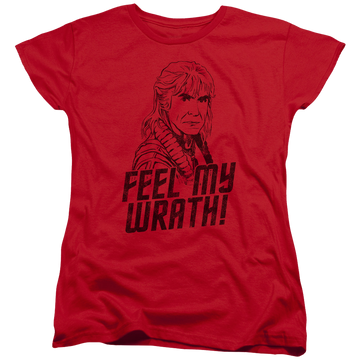 Red women's t-shirt with Star Trek My Wrath graphic