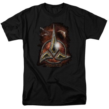 Black men's regular fit t-shirt with Star Trek Klingon Crest graphic