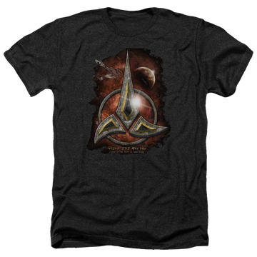 Charcoal men's heather t-shirt with Star Trek Klingon Crest graphic