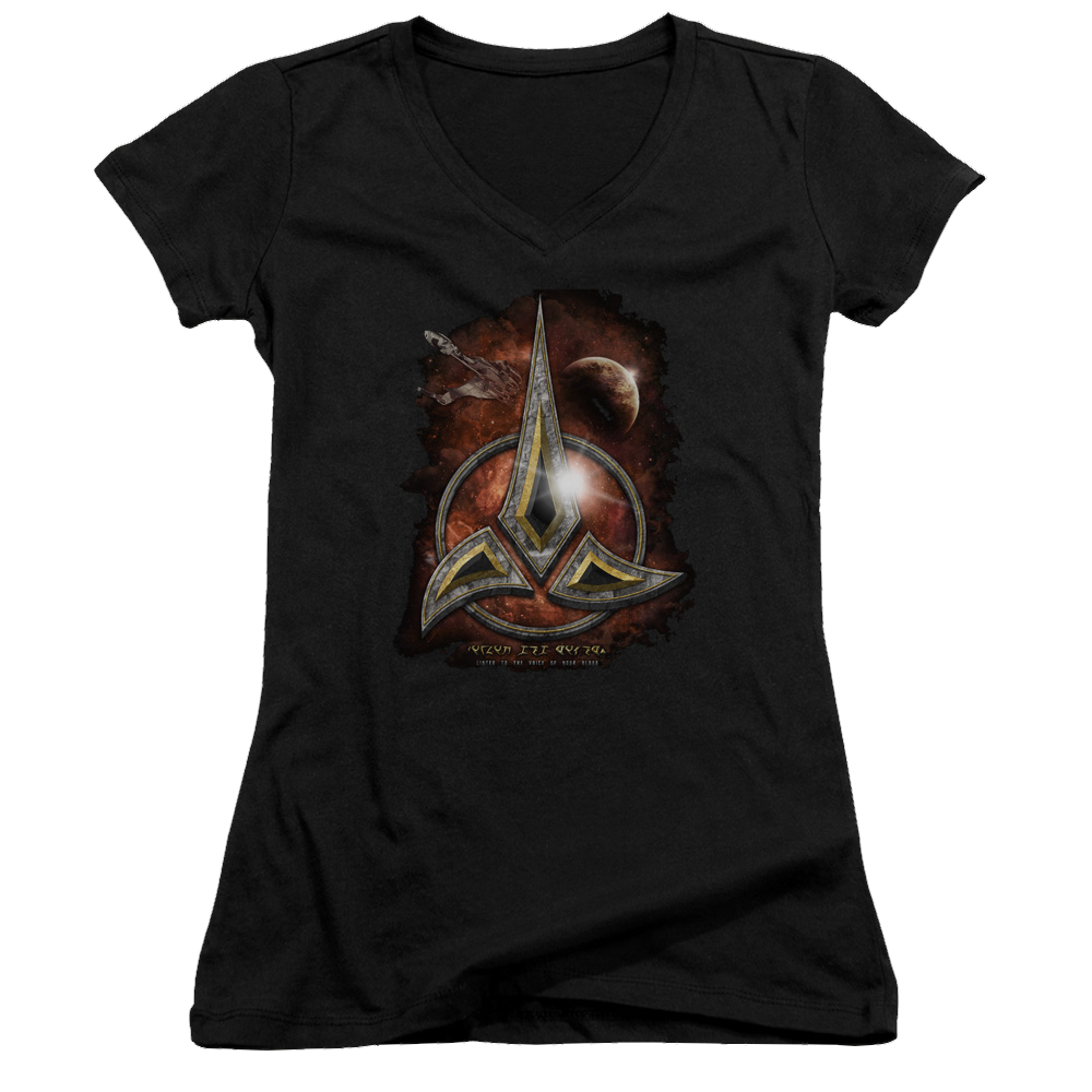 Star Trek Klingon Crest Juniors V-Neck T-Shirt Juniors V-Neck T-Shirt Star Trek   