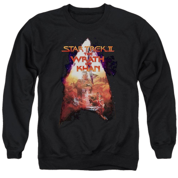 Black men's crewneck sweatshirt with Star Trek Twok Poster graphic