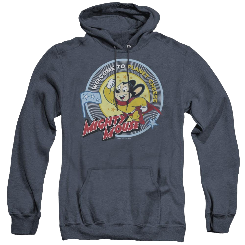 Mighty Mouse Planet Cheese - Heather Pullover Hoodie Heather Pullover Hoodie Mighty Mouse   