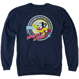Mighty Mouse Planet Cheese Men's Crewneck Sweatshirt Men's Crewneck Sweatshirt Mighty Mouse   
