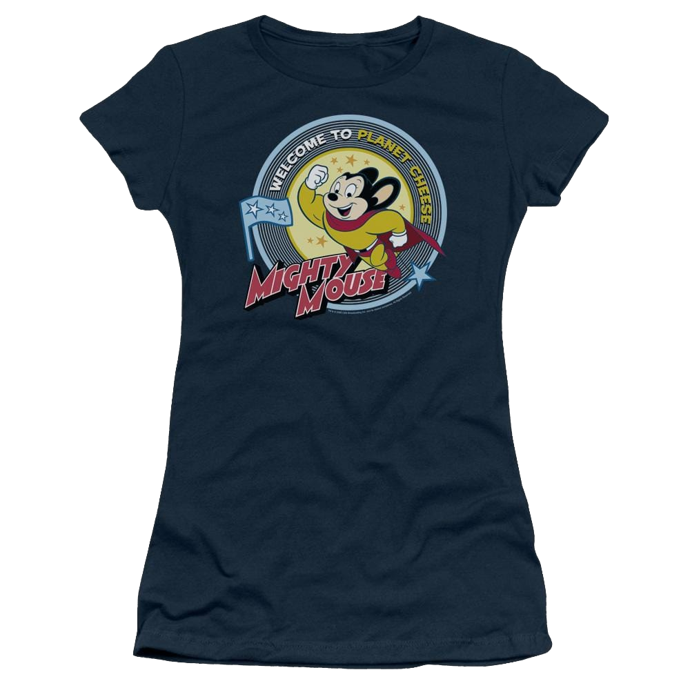 Mighty Mouse Planet Cheese Juniors T-Shirt Juniors T-Shirt Mighty Mouse   