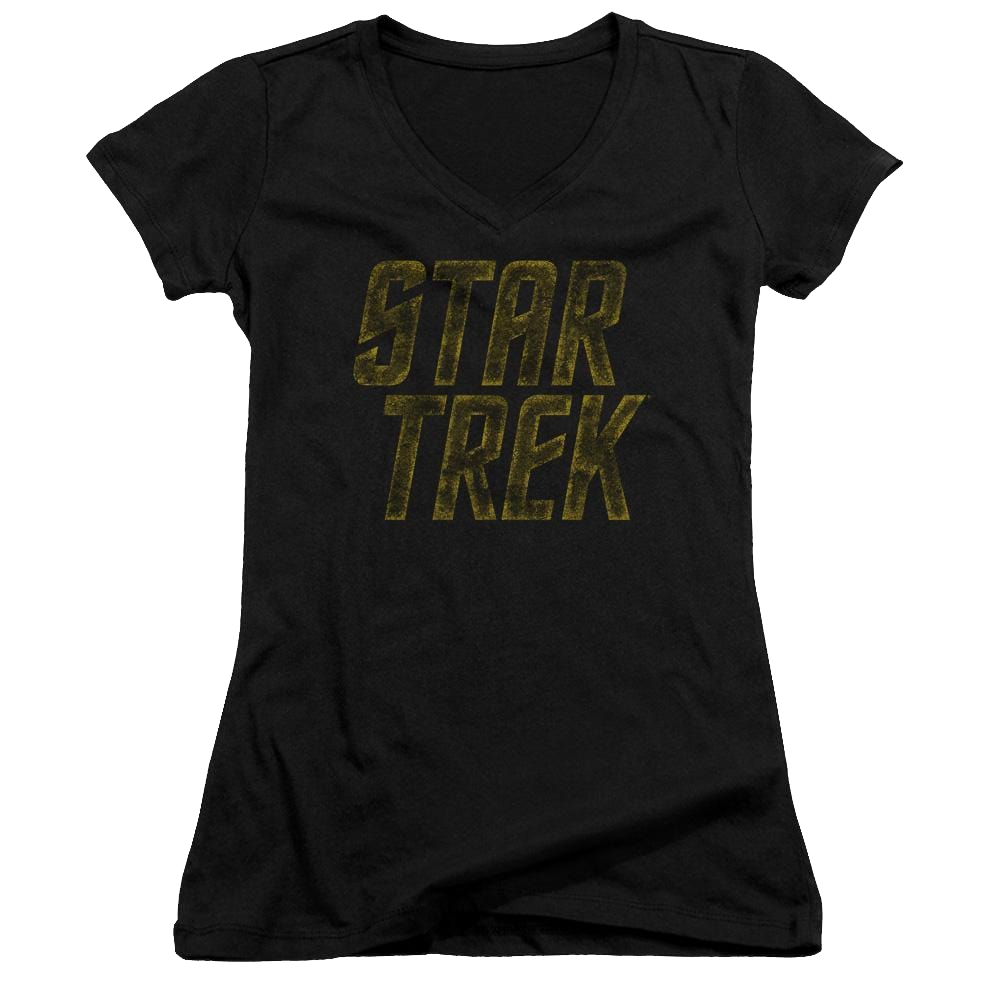 Star Trek Distressed Logo Juniors V-Neck T-Shirt Juniors V-Neck T-Shirt Star Trek   