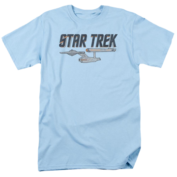 Light blue men's regular fit t-shirt with Star Trek The Original Series Enterprise Logo graphic