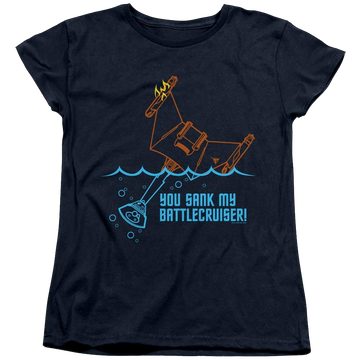 Navy women's t-shirt with Star Trek The Original Series Battlecruiser graphic