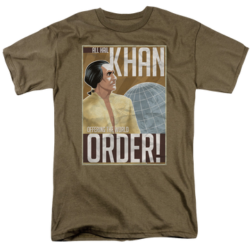 Safari green men's regular fit t-shirt with Star Trek Movies World Order graphic