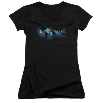 Amazing Race, The Faded Globe - Juniors V-Neck T-Shirt Juniors V-Neck T-Shirt The Amazing Race   