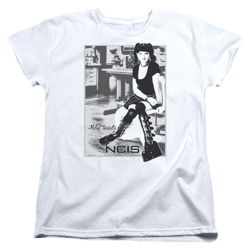 White women's t-shirt with NCIS Relax graphic