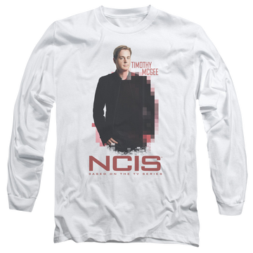 White men's long sleeve t-shirt with NCIS Probie graphic