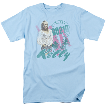 Light blue men's regular fit t-shirt with Beverly Hills 90210 Kelly Vintage graphic