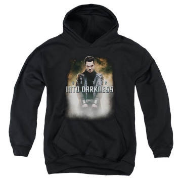 Black youth hoodie for ages 8 to 12 with Star Trek Movies Darkness Harrison graphic