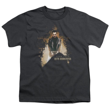 Charcoal youth t-shirt for ages 8 to 12 with Star Trek Movies Dark Villain graphic